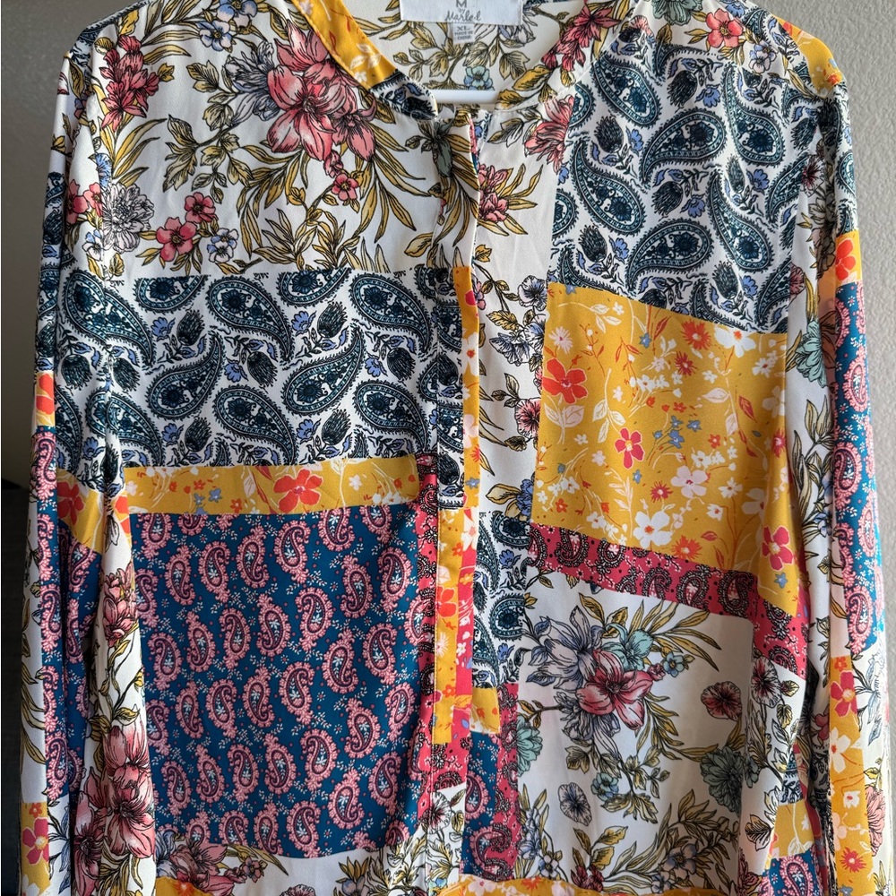 Patchwork Multicolor Floral Blouse - image 2